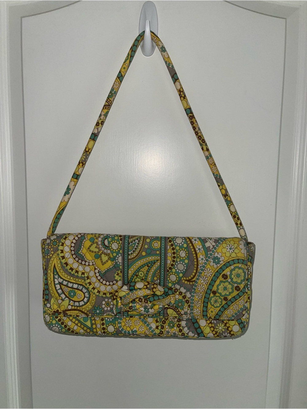Vera Bradley Yellow Paisley Shoulder Bag Quilted Floral Handbag Y2K Purse